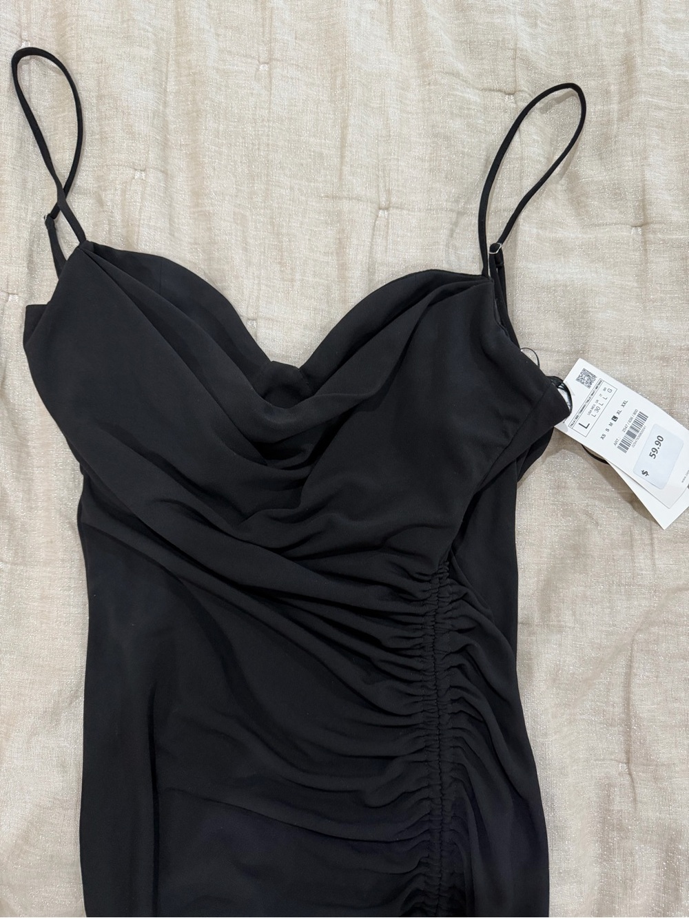 Zara Black Midi Dress with Cowl Neck